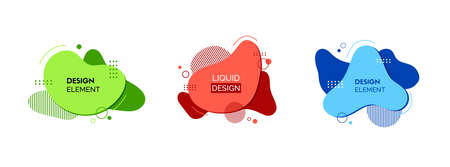 Set of fluid design elements. Vector abstract colorful liquid shapes. Red, green, blue elements for banners designのイラスト素材
