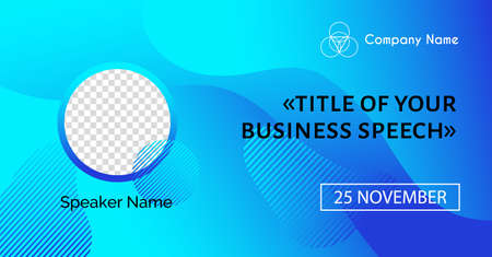 Business conference template. Vector abstract blue liquid background for social media announcementのイラスト素材