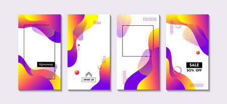 Stories templates for social media. Vector set of abstract liquid fluid backgrounds for appのイラスト素材