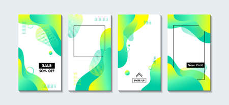 Vector set of vertical abstract backgrounds. Liquid fluid bright templates for social media storiesのイラスト素材