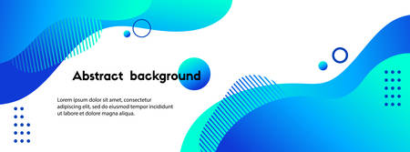 Liquid abstract background. Blue fluid vector banner template for social media, web sites. Wavy shapesのイラスト素材
