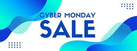 Cyber monday sale. Vector banner template. Trendy liquid fluid blue abstract backgroundのイラスト素材