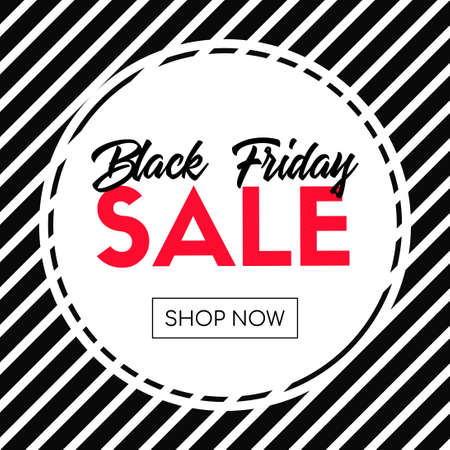 Black friday sale. Shop now. Vector striped banner for social media promotionのイラスト素材