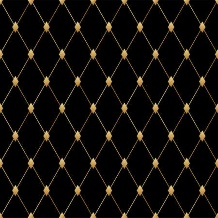 Black luxury seamless pattern. Vector art deco background. Gold dimonds and lines. For premium package designのイラスト素材