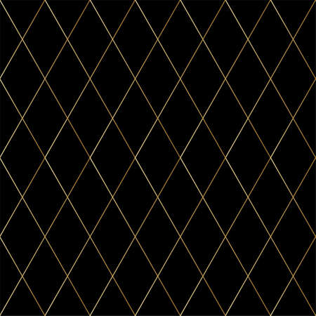 Dark luxury seamless pattern with gold cross lines. Vector abstract art deco background. For premium designのイラスト素材