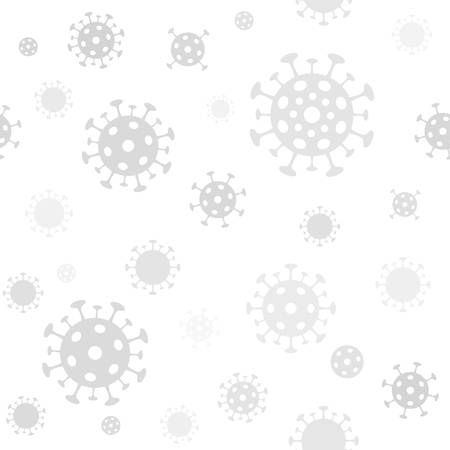 Coronavirus seamless patten. Vector light gray minimal background with covid-19 virusのイラスト素材