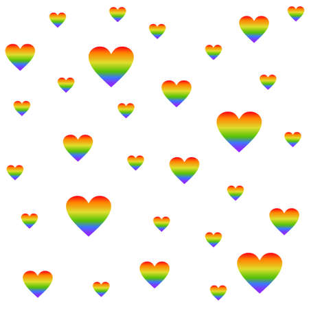 LGBT rainbow flag heart shape seamless pattern. Vector background for LGBT communityのイラスト素材