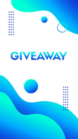 Giveaway template. Vector liguid blue wavy vertical template for social media storiesのイラスト素材
