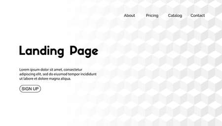 White landing page minimal template. Vector abstract background with 3d cubesのイラスト素材