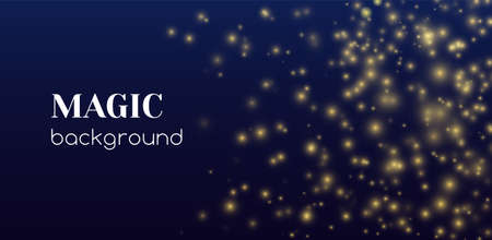 Magic shine vector abstract background. Gold glitter particles on a dark backdrop with textのイラスト素材