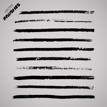 Vector grunge brushes. Set of black textured artistic paint brushesのイラスト素材