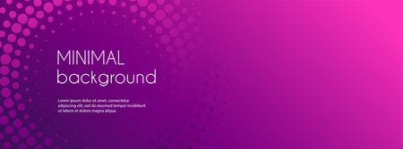 Abstract long banner vector template for social media. Minimal gradient background with halftone circlesのイラスト素材
