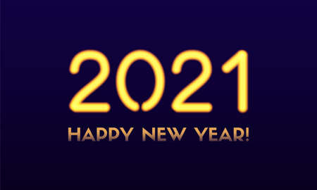 2021 Happy New Year greeting card with gold shine 2021 numbers on a darkのイラスト素材