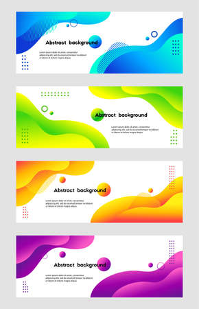 Liquid abstract vector backgrounds. Set of fluid banner templates for social media, web sites. Wavy shapesのイラスト素材