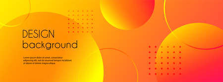 Abstract trendy vector banner with 3d spheres. Bright orange backgroundのイラスト素材