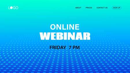 Webinar vector template. Abstract blue halftone dotted minimal background. Mock up for busines conference announcementのイラスト素材
