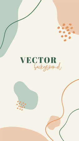 Abstract vector vertical background. Minimal organic template for social media in pastel colors with copy space for textのイラスト素材