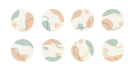 Vector highlight story cover icons for social media. Abstract minimal trendy organic circle backgroundsのイラスト素材