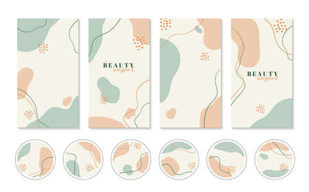 Set of abstract stories backgrounds and highlights icons. Vector vertical minimal cover templatesのイラスト素材