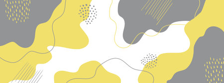 Abstract crative vector minimal background with hand drawn organic liquid shapes. Trendy yellow and gray colors of the yearのイラスト素材