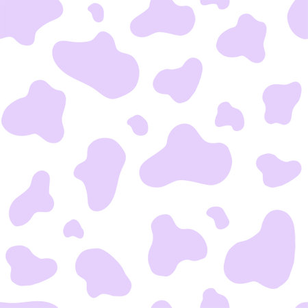 Purple cow seamless pattern. Vector abstract background with hand drawn stains on a white backgroundのイラスト素材