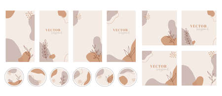 Social media stories, posts, highlights templates. Abstract organic shapes trendy vector backgrounds. Instgram setのイラスト素材