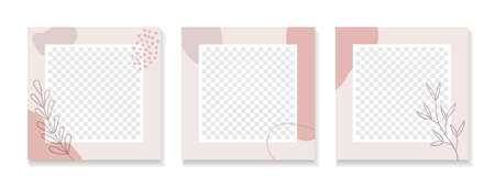 Abstract vector templates for  posts. Set of trendy floral backgrounds for social mediaのイラスト素材