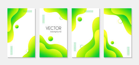 Abstract liquid green vertical stories templates for social media. Vector backgrounds for highlightsのイラスト素材