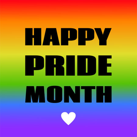 Happy pride month. Greeting card with LGBT gradient flag on a backgroundのイラスト素材