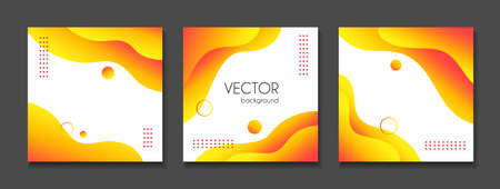 Liquid abstract yellow backgrounds for posts. Vector set of fluid organic shapes templates for social media with copy space for textのイラスト素材