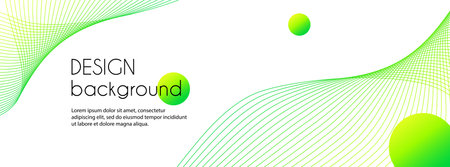 Vector abstract long banner with green wavy lines. Minimal trendy background for cover, web header designのイラスト素材