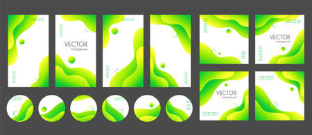 Social media stories, posts, highlights templates. Abstract green gradient fluid liquid vector backgroundsのイラスト素材