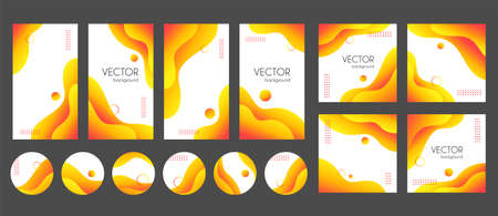 Social media stories, posts, highlights templates. Abstract yellow gradient fluid liquid vector backgroundsのイラスト素材