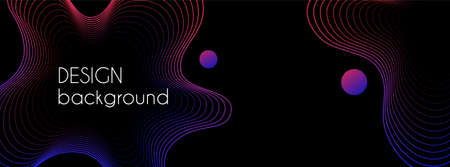 Abstract dark long vector banner. Wavy minimal background for presentations, web header design with copy space for text.のイラスト素材