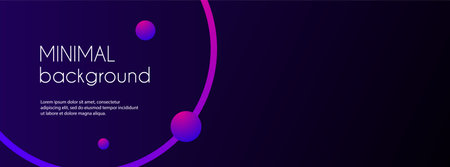 Abstract long vector banner. Dark minimal background with gradient purple circles and place for text.のイラスト素材