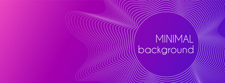 Abstract minimal purple gradient background. Vector long banner with wavy lines and place for text.のイラスト素材