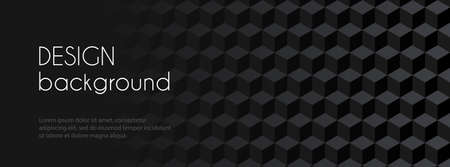 Abstract vector long black banner for cover. Business minimal trendy background with 3d cubes and copy space for textのイラスト素材