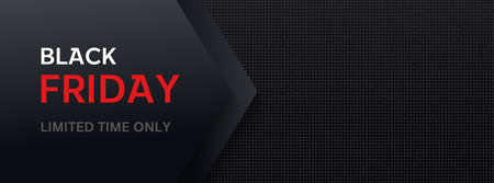 Black friday vector long banner template. Dark background for discount special offerのイラスト素材