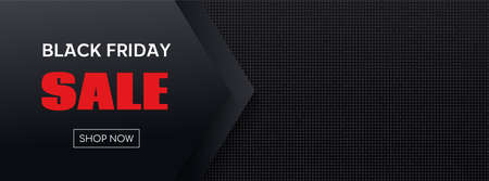 Black friday sale vector long banner template. Dark minimal trendy background for discountのイラスト素材