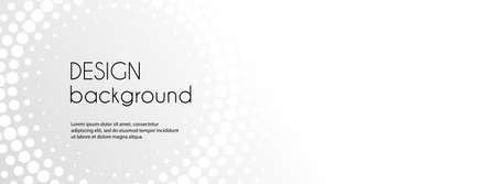 White abstract vector long banner. Business minimal light gradient background with halftone circle frame. cover templateのイラスト素材