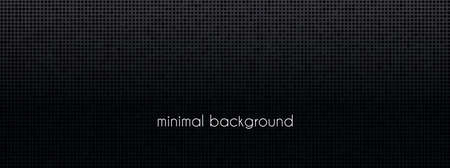 Minimal black dotted background. Vector abstract long dark textured banner, header for cover, flyer templateのイラスト素材