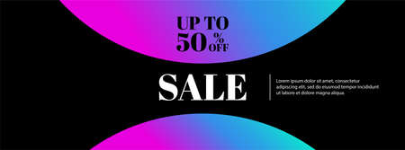 Sale banner. Abstract long template for  cover, web header. Trendy minimal dark background for discount announcementのイラスト素材
