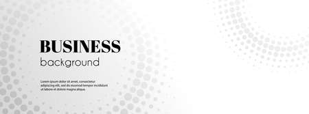 White abstract vector long business banner. Minimal background with halftone circle frame and copy space for text.  cover, headerのイラスト素材