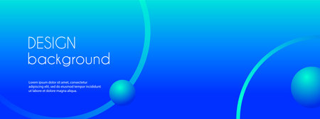 Blue gradient long vector banner. Minimal abstract background with circles and place for text.  cover templateのイラスト素材