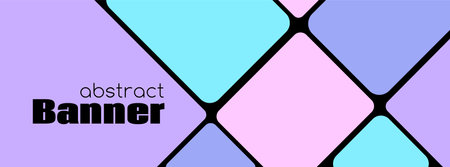 Abstract long colorful banner template. Vector geometric creative background for  cover, web header with place for textのイラスト素材