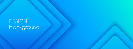 Blue gradient vector long banner. Business minimal abstract background with 3D rhombus and copy space for text. Social media,  headerのイラスト素材