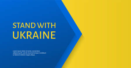 Stand with Ukraine. Vector banner with ukrainian flag colors to support Ukraineのイラスト素材