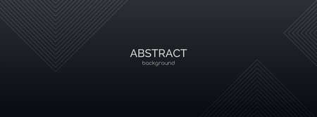 Black abstract vector long banner. Minimal dark background with line arrows and copy space for text. cover templateのイラスト素材