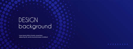 Navy blue abstract vector long banner. Business minimal background with halftone circle frame and copy space for text.のイラスト素材