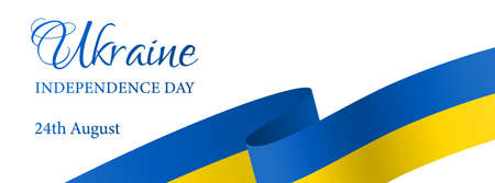 Independence day of Ukraine. Vector banner, header. National holiday greeting card with ukrainian flag. coverのイラスト素材